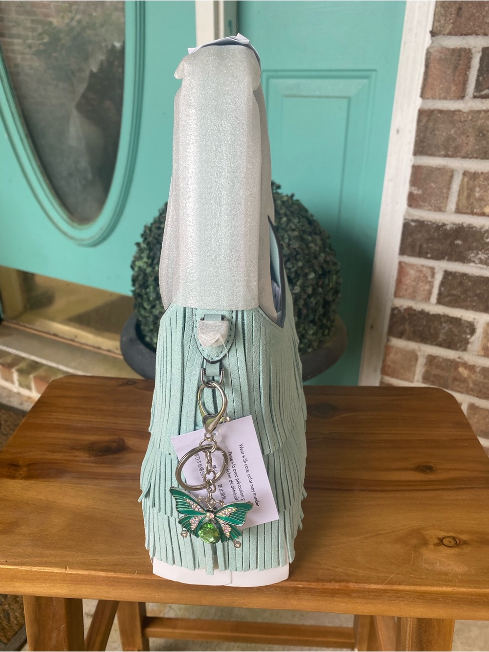 Kate Spade New York Mini Suede Fringe CrossbodyBag Aventurine NWT- HTF - Picture 6 of 10